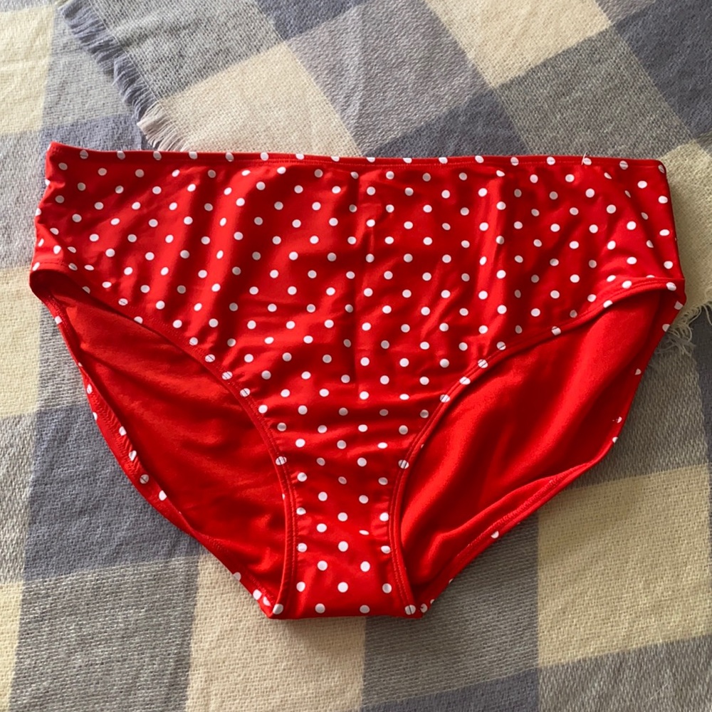 Retro Red Polka Dot High Waist Bikini Bottoms